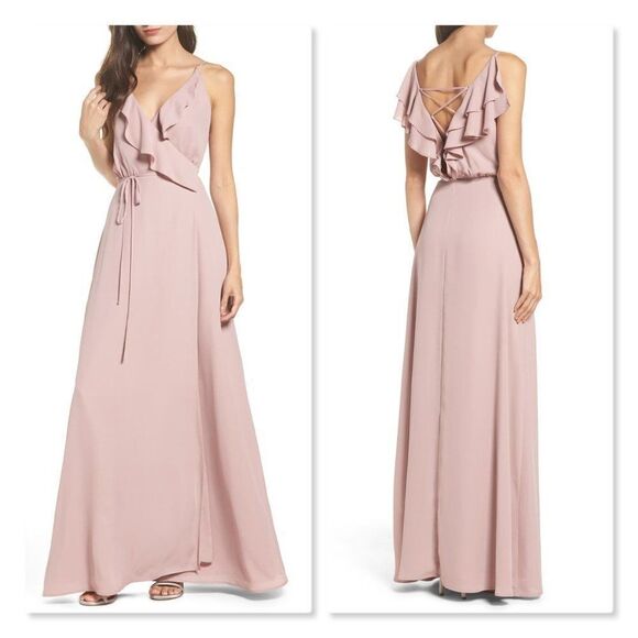 NEW Wayf Jamie Ruffle Wrap Gown Size Medium - Picture 1 of 8